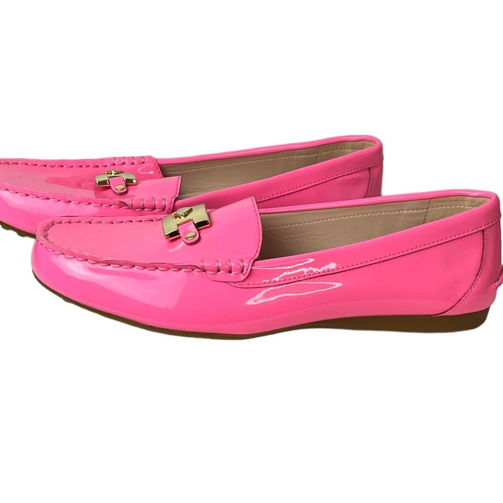 Kate Spade Carmen Pink Patent Leather Bit Loafers Sz 8B New